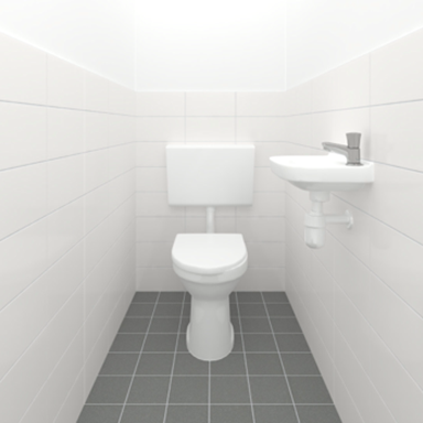 Tegelkeuze 'Effen toilet' met volledig witte wanden