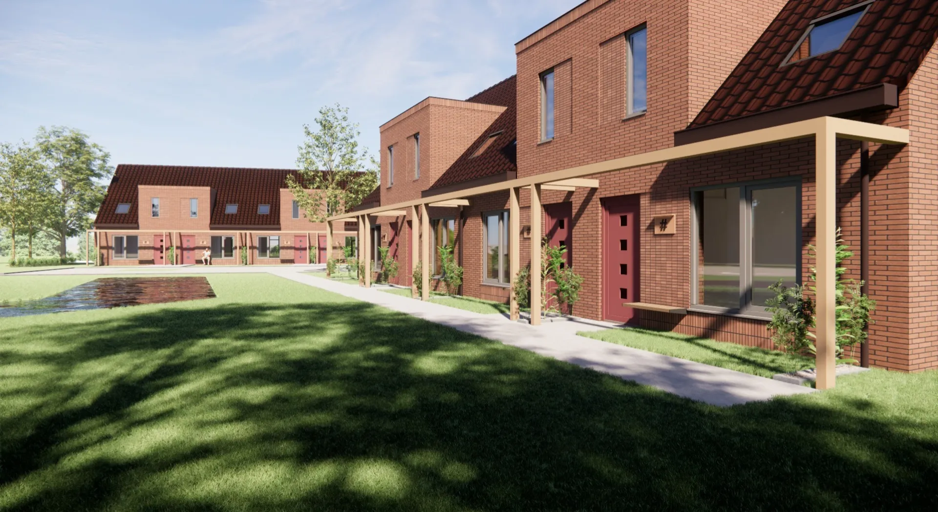 Impressie voorkant nieuwbouwwoningen Groensingel
